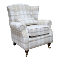 Wing Chair Original Fireside High Back Armchair P And S Balmoral Natural Check Real Fabric