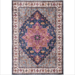 Homeart Machine Washable Rug Cotton, Low Pile Carpet With Non Slip Backing Non-Shedding Area Rugs Trad Purple Navy, 120X170 Cm - thumbnail 9