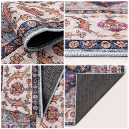 Homeart Machine Washable Rug Cotton, Low Pile Carpet With Non Slip Backing Non-Shedding Area Rugs Trad Purple Navy, 120X170 Cm - thumbnail 5
