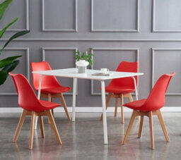 MCC Direct Single Dining Chair With Solid Wooden Legs And Seat Cushion Pad Red - Eva By Mcc - thumbnail 6