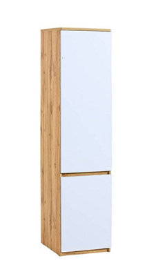 Arte Arca Ar2 Tall Cabinet - Contemporary Dual-Tone In Oak Wotan & Arctic White, H1952mm W450mm D520mm - image 1