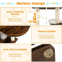 Costway Wooden Cat Tower Large Modern Cat Tree Tower Multi-Level Cat Play Center Indoor - thumbnail 6