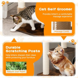 Costway Wooden Cat Tower Large Modern Cat Tree Tower Multi-Level Cat Play Center Indoor - thumbnail 7