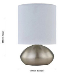 Brushed Chrome Touch Operated Table Lamp Bedside Light - thumbnail 2