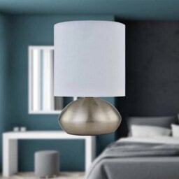 Brushed Chrome Touch Operated Table Lamp Bedside Light - thumbnail 4