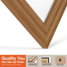 "AK Frames 25X17"" Oak Classic Vinyl Record Frame With White Mount For 12 Inch Lp Cover & Disc - Overlapped Design" - thumbnail 3