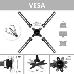 "Duronic Tvb1130 Full Range Tv Bracket, Swivel And Tilt Wall Mount With Vesa 600X400 For Flat Screen Television 13-50""" - thumbnail 2