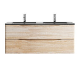 Plum&clay Eden Light Oak Wall Hung Vanity Unit With Grey Glass Basin (W)1200mm - thumbnail 2