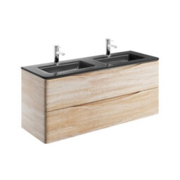 Plum&clay Eden Light Oak Wall Hung Vanity Unit With Grey Glass Basin (W)1200mm - thumbnail 4