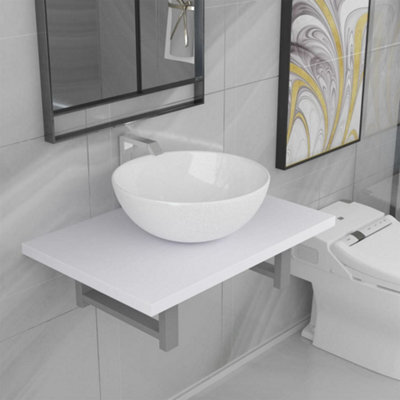 Berkfield Two Piece Bathroom Furniture Set Ceramic White - image 1