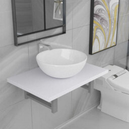 Berkfield Two Piece Bathroom Furniture Set Ceramic White - thumbnail 1