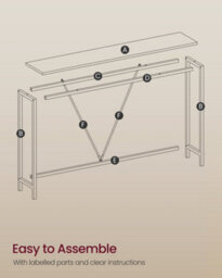 LEDREM Console Table For Hallway, Slim Sofa Table For Living Room, Hallway Table, Easy Assembly, Charcoal Grey And Ink Black - thumbnail 7