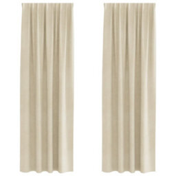 Berkfield Stylish Blackout Curtains With Top Tape 2 Pcs Cream Velvet