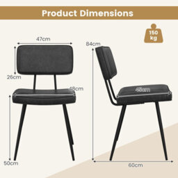 Costway Set Of 2 Faux Leather Dining Chairs Padded Kitchen Armless Chairs Metal Legs - thumbnail 3