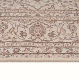 Loomed Traditional Floral Cotton Chenille Rug Cream Beige Machine Washable 160Cm X 230Cm - thumbnail 7