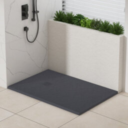 Royal Bathrooms Luxor Rectangular Grey Slate Effect Stone Shower Tray 1200 X 800 X 30mm With Grey Grate - thumbnail 4