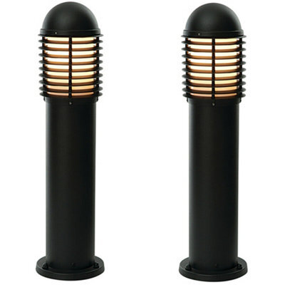 2 Pack Outdoor Ip44 Bollard Light Matt Black 650mm Led Lamp Post Garden Driveway - image 1