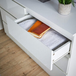 Home Source Lugano White 6 Drawer Wide Chest Of Drawers High Gloss Drawer Fronts - thumbnail 5