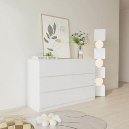 Home Source Lugano White 6 Drawer Wide Chest Of Drawers High Gloss Drawer Fronts - thumbnail 1