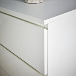 Home Source Lugano White 6 Drawer Wide Chest Of Drawers High Gloss Drawer Fronts - thumbnail 4