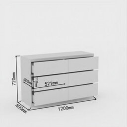 Home Source Lugano White 6 Drawer Wide Chest Of Drawers High Gloss Drawer Fronts - thumbnail 9