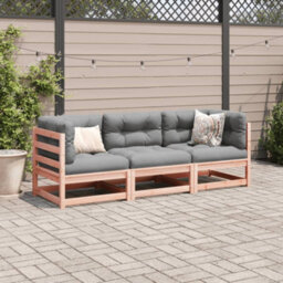 Walplus 3 Piece Garden Sofa Set Solid Wood Douglas Fir - Cushion Not Included - thumbnail 3
