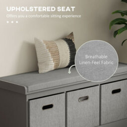 Wyld Haus Marari Grey 3-Drawer Shoe Storage Bench With Padded Seat, L105 X D35 X H47Cm - thumbnail 4