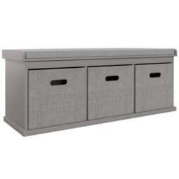 Wyld Haus Marari Grey 3-Drawer Shoe Storage Bench With Padded Seat, L105 X D35 X H47Cm - thumbnail 2