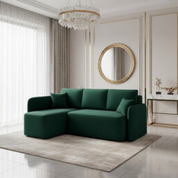 Hadson Compact Corner Sofa Bed With Storage Green Left Hand Design With Pull Out Sleep Function And Bonell Springs