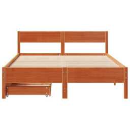 Berkfield Bed Frame Without Mattress Wax Brown 120X190 Cm Small Double Solid Wood Pine - thumbnail 4