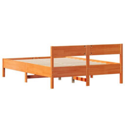 Berkfield Bed Frame Without Mattress Wax Brown 120X190 Cm Small Double Solid Wood Pine - thumbnail 8