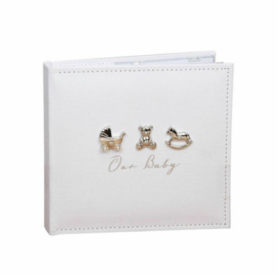 "Juliana Bambino Linen Fabric Photo Album Holds 50 6X4"" Prints - Our Baby" - image 1