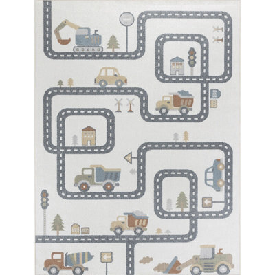 Livabliss Lillian-Kids Beige Grey Orange Blue Washable Rug For Children's Rooms 160 X 213 Cm Easy Care, Non Shedding - image 1