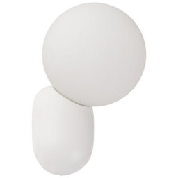 Beliani 2-Pack White Resin Opaque Glass Globe Wall Lamps - Vintage Style, Matt Finish, Compact (W12 X D13 X H19Cm) - thumbnail 3