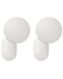 Beliani 2-Pack White Resin Opaque Glass Globe Wall Lamps - Vintage Style, Matt Finish, Compact (W12 X D13 X H19Cm) - thumbnail 2