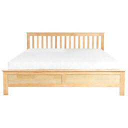 Beliani Bed Pine Wood Mayenne 180 X 200 Cm (Eu Super King) Light Brown - thumbnail 4