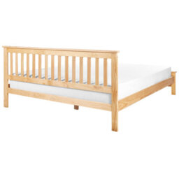Beliani Bed Pine Wood Mayenne 180 X 200 Cm (Eu Super King) Light Brown - thumbnail 5