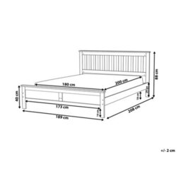 Beliani Bed Pine Wood Mayenne 180 X 200 Cm (Eu Super King) Light Brown - thumbnail 3
