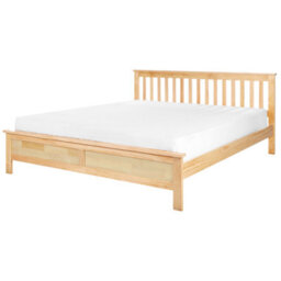 Beliani Bed Pine Wood Mayenne 180 X 200 Cm (Eu Super King) Light Brown - thumbnail 1