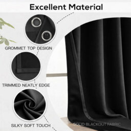 Bedlooms Black Blackout Curtains Living Room Thermal Insulated Extra Long Window Curtain (Pair) 90 X 108 Inches With Tie Backs Two - thumbnail 4