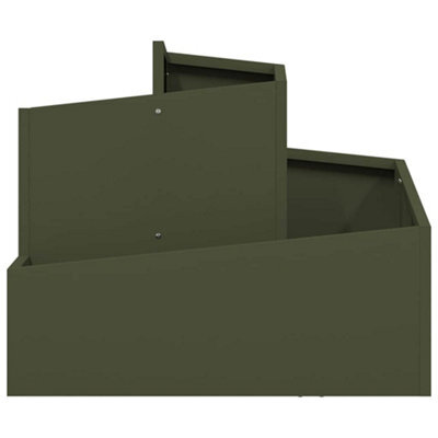Berkfield Modern Garden Planter Olive Green 60 X 60 X 50 Cm Steel - image 1