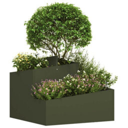 Berkfield Modern Garden Planter Olive Green 60 X 60 X 50 Cm Steel - thumbnail 3
