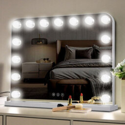 Living And Home White Hollywood Makeup Vanity Mirror With 15 Dimmable Led Bulbs, 3 Color Lighting, Touch Control 50Cm W X 40Cm H - thumbnail 2