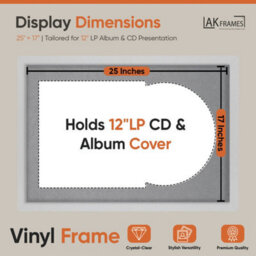 "AK Frames 25X17"" Silver Modern Vinyl Record Frame With Mid Grey Mount For 12 Inch Lp Cover & Disc - Overlapped Design" - thumbnail 2
