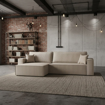 Universal Corner Sofa Bed With Storage Box Function Beige - image 1