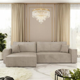 Universal Corner Sofa Bed With Storage Box Function Beige - thumbnail 2