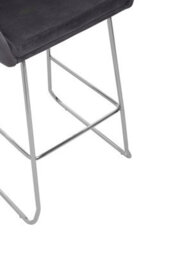 Orsina Grey Velvet Bar Chair With Low Arms, Contemporary Sled Base Bar Stool With Chrome Footrest - thumbnail 3
