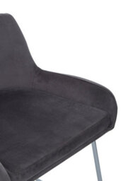 Orsina Grey Velvet Bar Chair With Low Arms, Contemporary Sled Base Bar Stool With Chrome Footrest - thumbnail 4