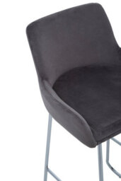 Orsina Grey Velvet Bar Chair With Low Arms, Contemporary Sled Base Bar Stool With Chrome Footrest - thumbnail 5