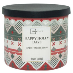 Mainstays Happy Holly Days Scented 3 Wick Candle 369G Glass Jar - thumbnail 1